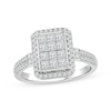 Princess-Cut Multi-Diamond Center Elongated Cushion Engagement Ring 1 ct tw 14K White Gold