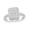 Thumbnail Image 0 of Princess-Cut Multi-Diamond Center Elongated Cushion Engagement Ring 1 ct tw 14K White Gold