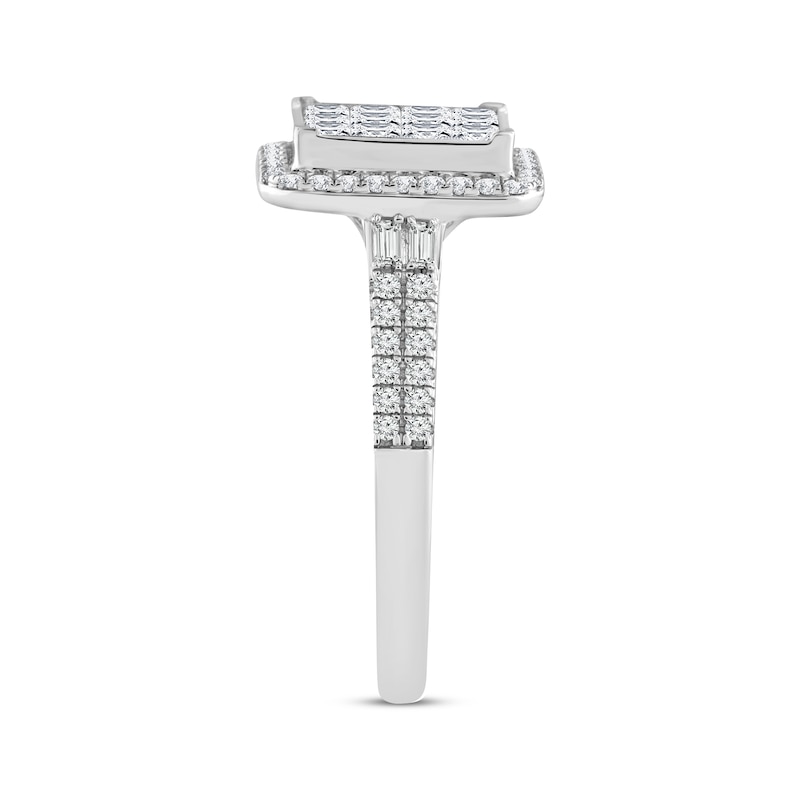 Main Image 2 of Now + Forever Princess-Cut Multi-Diamond Center Elongated Cushion Engagement Ring 1 ct tw 14K White Gold