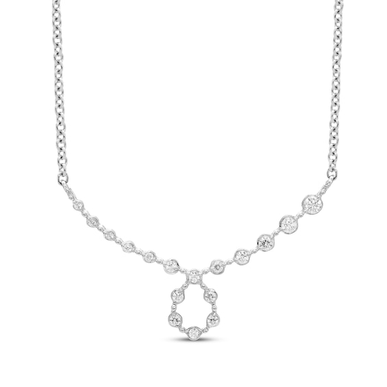 Diamond Loop Smile Necklace 1/10 ct tw 10K White Gold 18"