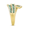 Thumbnail Image 2 of Emerald & Diamond Crossover Ring 1/2 ct tw 10K Yellow Gold Size 7