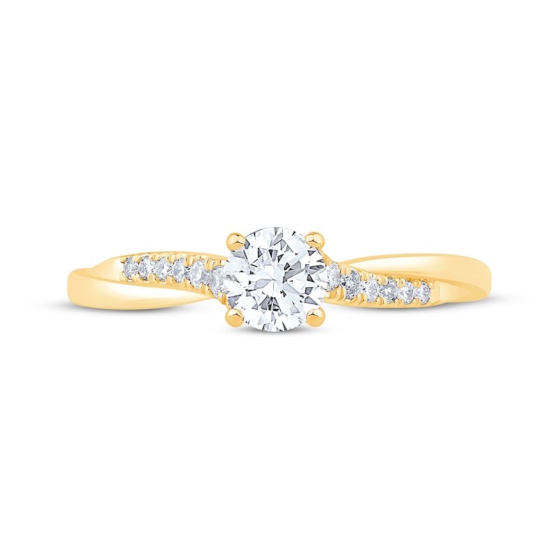 Main Image 3 of Now + Forever Round-Cut Diamond Twist Engagement Ring 1/2 ct tw 14K Yellow Gold