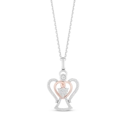 Hallmark Diamonds Angel Heart Necklace 1/5 ct tw Sterling Silver & 10K Rose Gold 18"