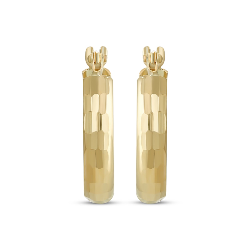Main Image 2 of Diamond-Cut Hoop Earrings 14K Yellow Gold 13.4mm