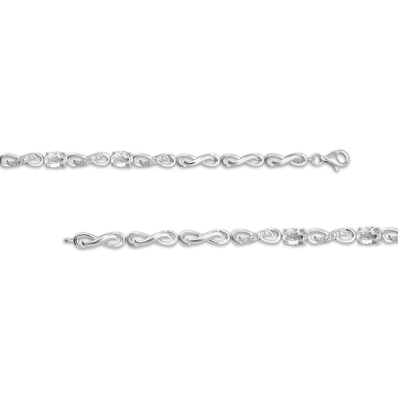 Oval-Cut White Lab-Created Sapphire Infinity Link Bracelet Sterling Silver 7.5"