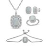 Thumbnail Image 1 of Cushion-Cut Lab-Created Opal & White Lab-Created Sapphire Gift Set Sterling Silver