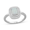 Thumbnail Image 3 of Cushion-Cut Lab-Created Opal & White Lab-Created Sapphire Gift Set Sterling Silver