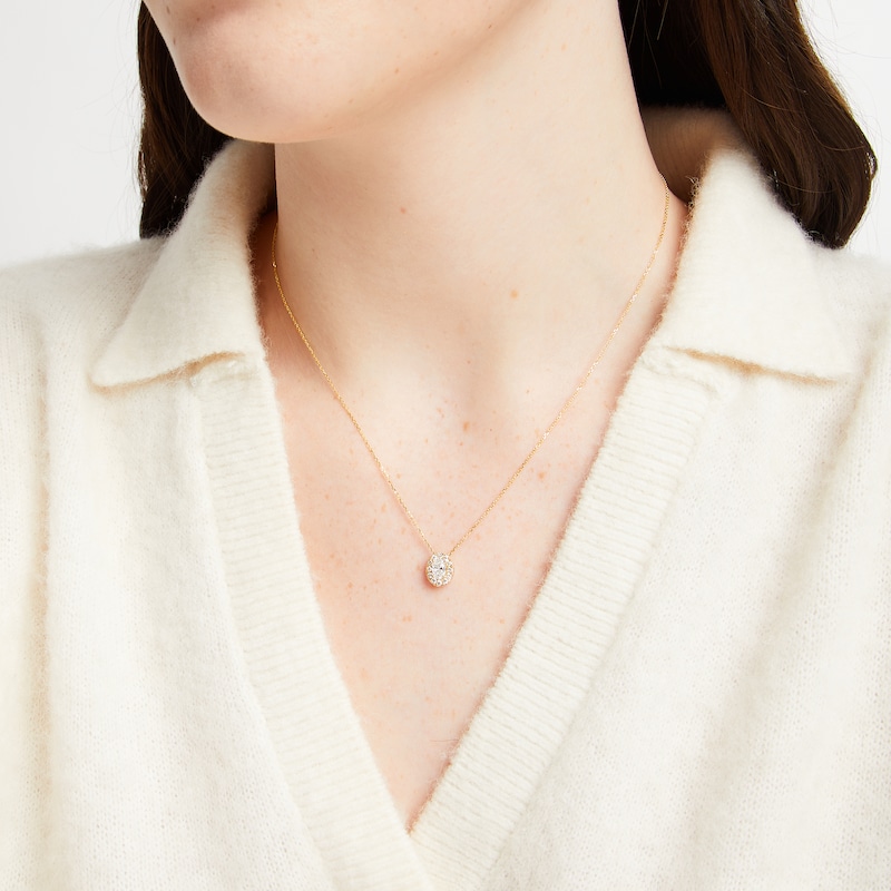 Main Image 5 of KAY Lab-Grown Diamonds Oval-Cut Halo Necklace 1/2 ct tw 10K Yellow Gold 18&quot;