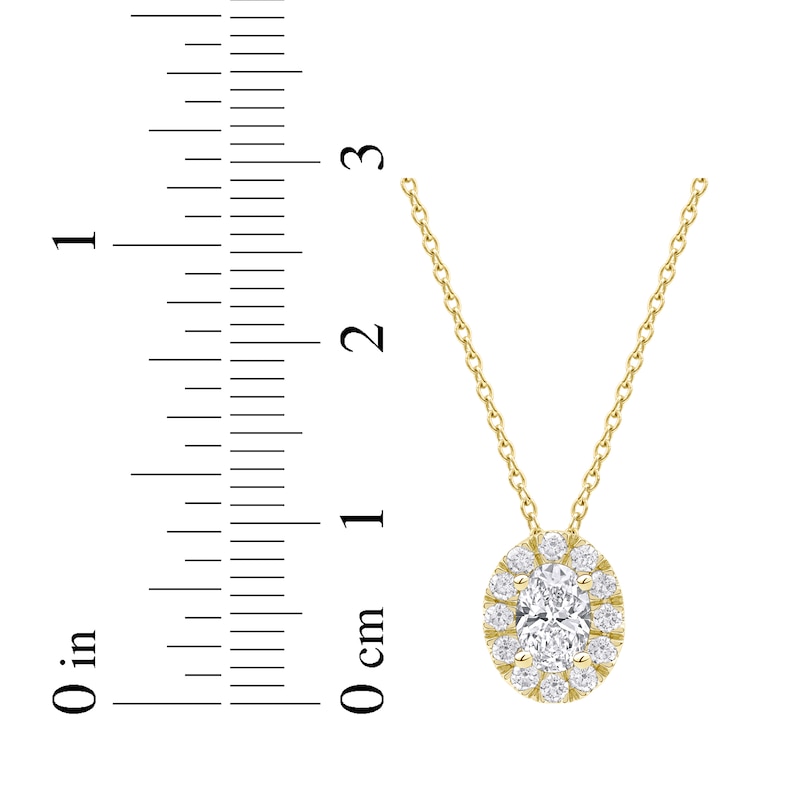 Main Image 6 of KAY Lab-Grown Diamonds Oval-Cut Halo Necklace 1/2 ct tw 10K Yellow Gold 18&quot;