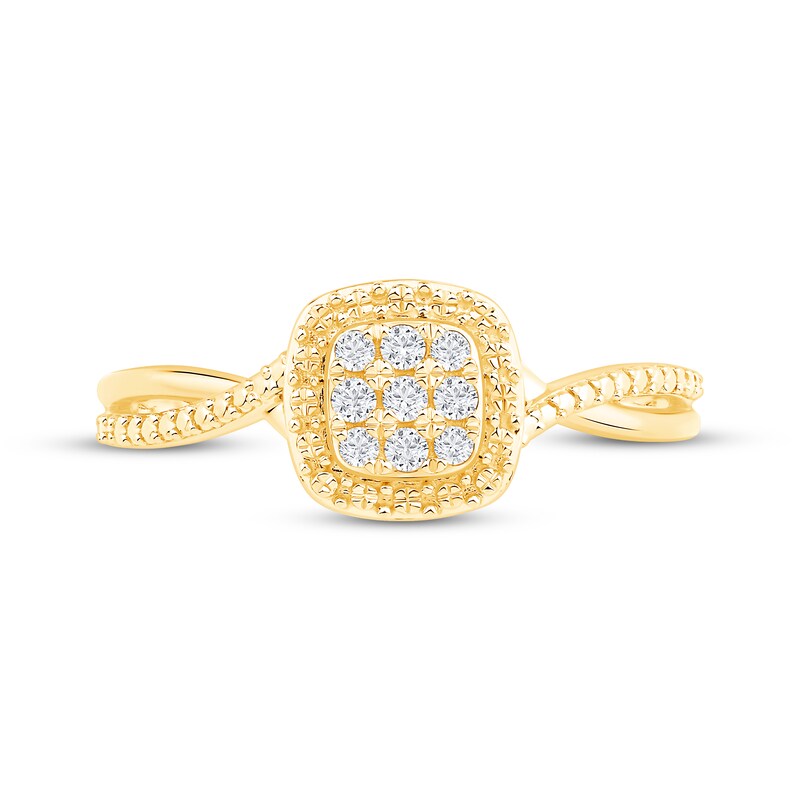 Main Image 3 of Diamond Cushion Frame Promise Ring 1/10 ct tw 10K Yellow Gold