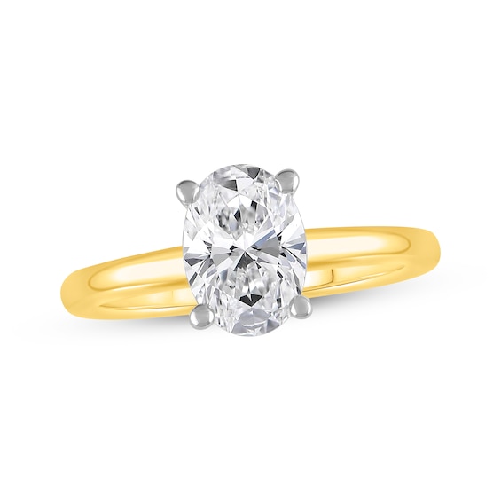 Now + Forever Lab-Grown Diamonds Oval-Cut Solitaire Engagement Ring 1-1/2 ct tw 14K Yellow Gold (F/SI2)
