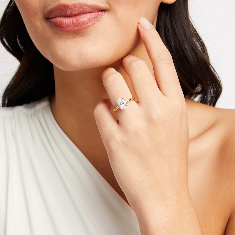 Main Image 4 of Now + Forever Lab-Grown Diamonds Oval-Cut Solitaire Engagement Ring 1-1/2 ct tw 14K Yellow Gold (F/SI2)