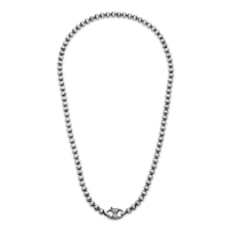 Bead Chain Necklace 5mm Solid Sterling Silver with Matte Black Finish 22"