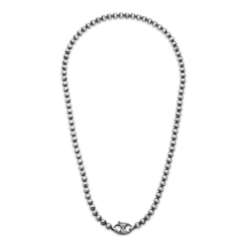 Main Image 1 of Bead Chain Necklace 5mm Solid Sterling Silver with Matte Black Finish 22&quot;