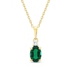 Thumbnail Image 1 of Oval-Cut Lab-Created Emerald & Diamond Necklace 1/20 ct tw 10K Yellow Gold