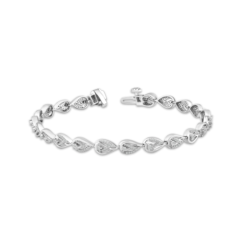 Love Ignited Diamond Flame Link Bracelet 1/2 ct tw Sterling Silver 7"