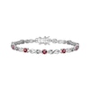 Thumbnail Image 1 of Garnet & White Lab-Created Sapphire Infinity Link Bracelet Sterling Silver 7.25"