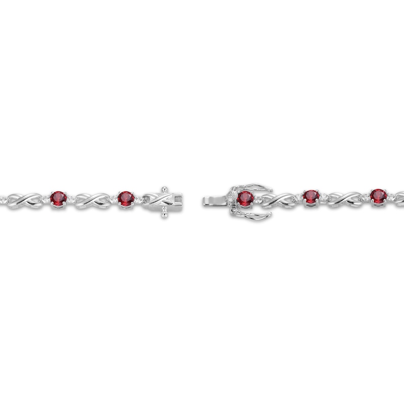 Main Image 3 of Garnet & White Lab-Created Sapphire Infinity Link Bracelet Sterling Silver 7.25"