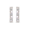 Thumbnail Image 2 of Cultured Pearl & White Lab-Created Sapphire Hoop Earrings Sterling Silver
