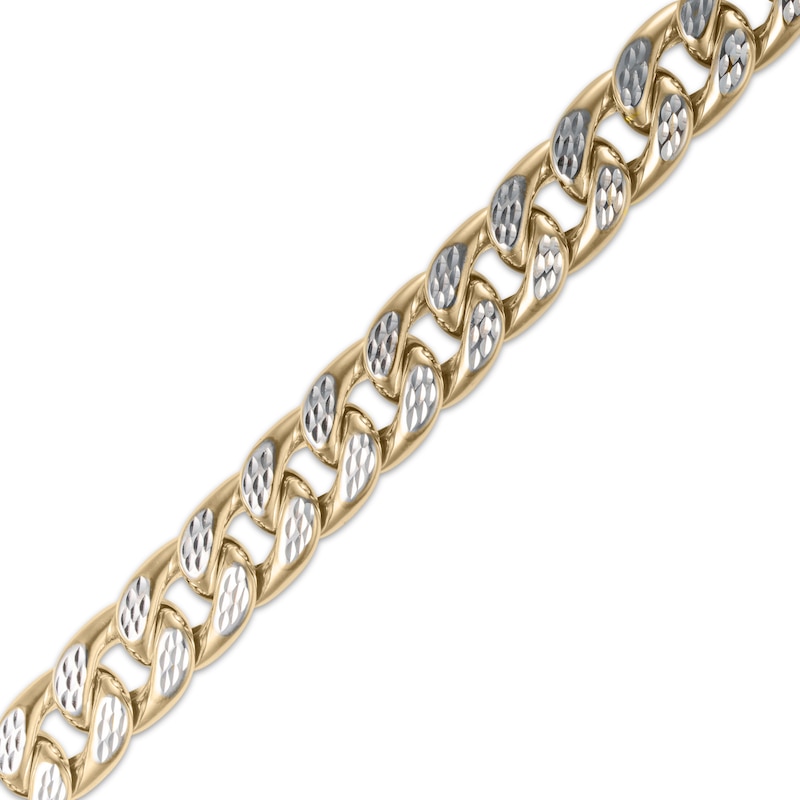 Hollow Diamond-Cut Curb Chain Bracelet 12mm 10K Yellow Gold 8.5"
