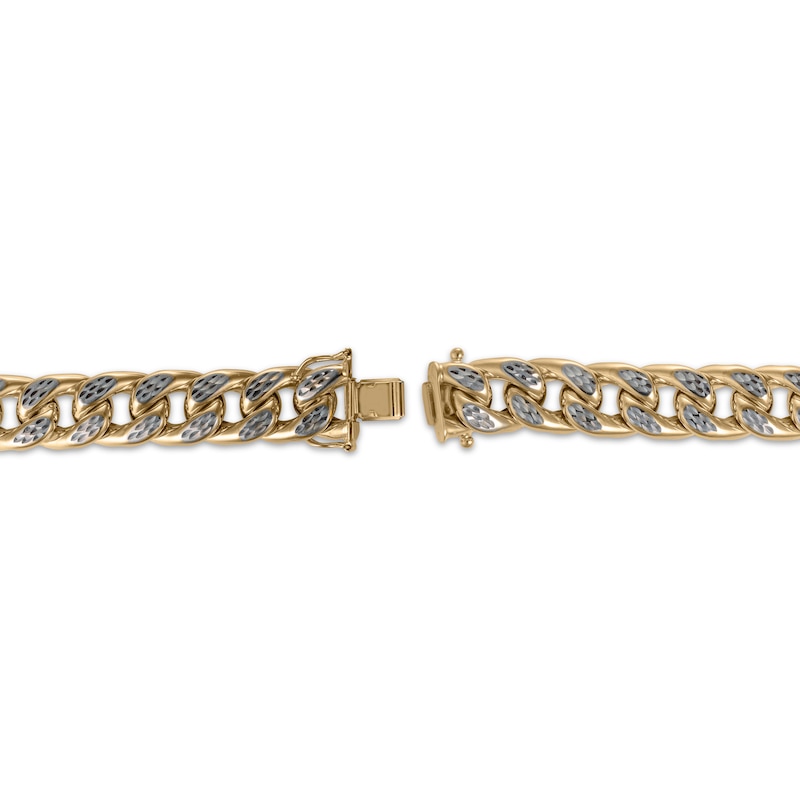 Main Image 3 of Diamond-Cut Curb Chain Bracelet 12mm Hollow 10K Yellow Gold 8.5&quot;