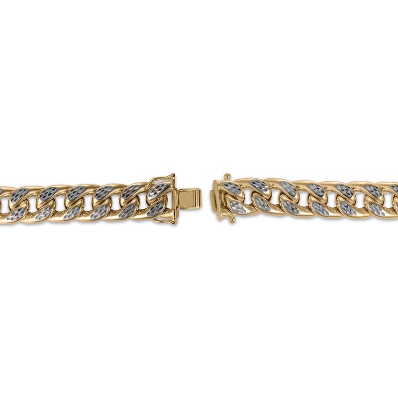 Hollow Diamond-Cut Curb Chain Bracelet 12mm 10K Yellow Gold 8.5"