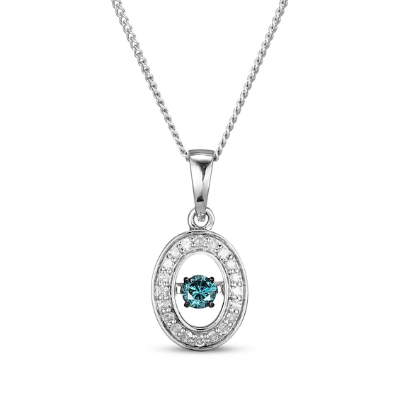 Sterling Silver Blue And White Diamond Oval Pendant Necklace Sterling Silver Blue And White Diamond Oval Pendant Necklace