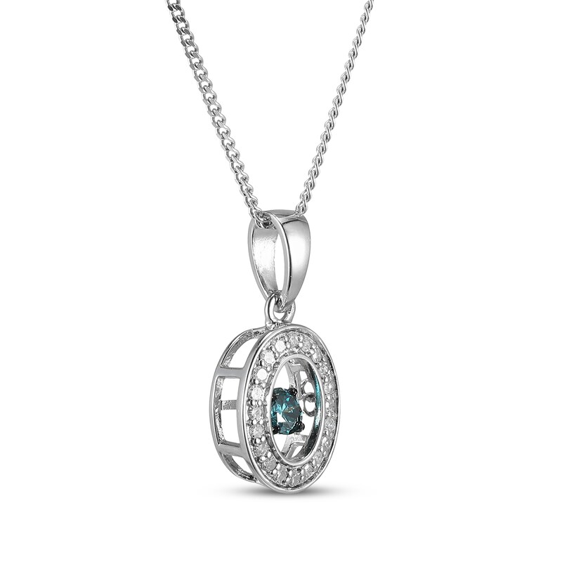 Main Image 2 of Unstoppable Love Blue & White Diamond Oval Necklace 1/5 ct tw Sterling Silver 19"