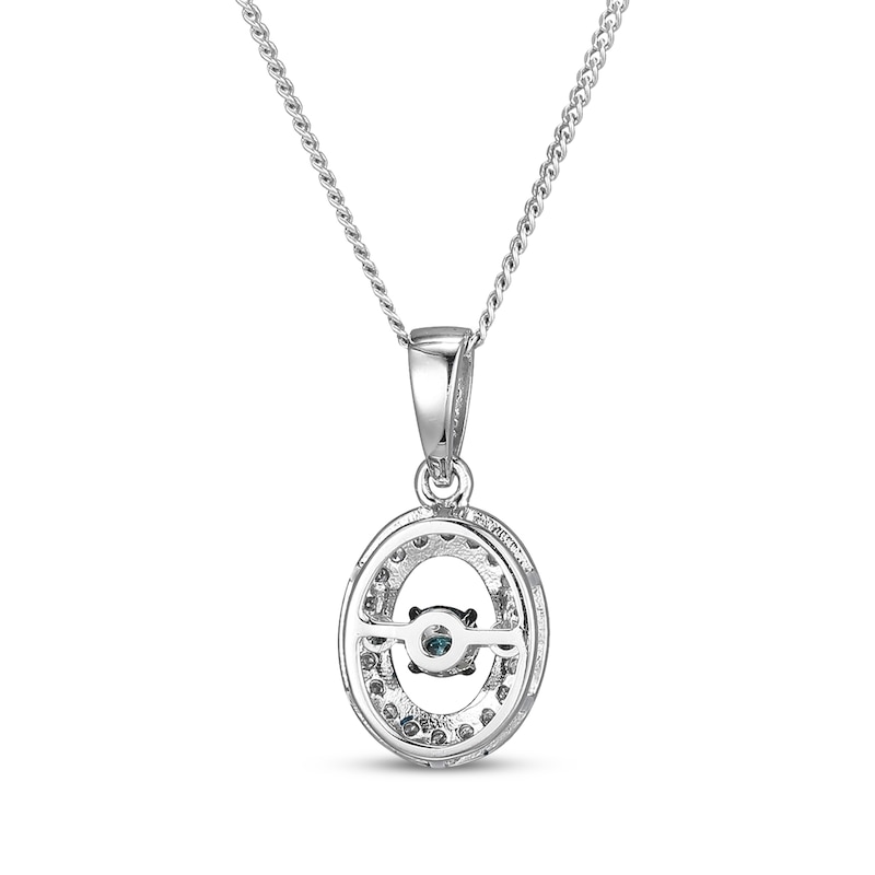 Main Image 3 of Unstoppable Love Blue & White Diamond Oval Necklace 1/5 ct tw Sterling Silver 19"