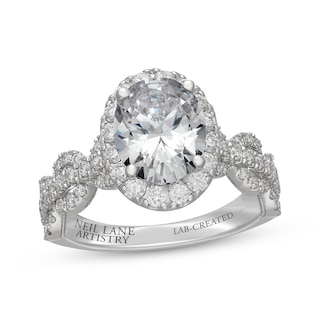 Neil Lane Artistry Oval-Cut Lab-Grown Diamond Halo Engagement Ring 3 ct tw 14K White Gold