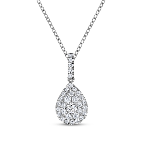 THE LEO Diamond Multi-Stone Teardrop Necklace 1/2 ct tw 14K White Gold 19"