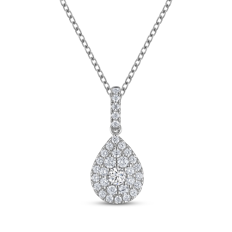 Main Image 1 of THE LEO Diamond Multi-Stone Teardrop Necklace 1/2 ct tw 14K White Gold 19&quot;
