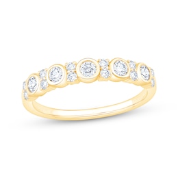 Now + Forever Lab-Grown Diamonds Bezel-Set Anniversary Ring 1/2 ct tw 14K Yellow Gold