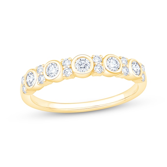 Now + Forever Lab-Grown Diamonds Bezel-Set Anniversary Ring 1/2 ct tw 14K Yellow Gold