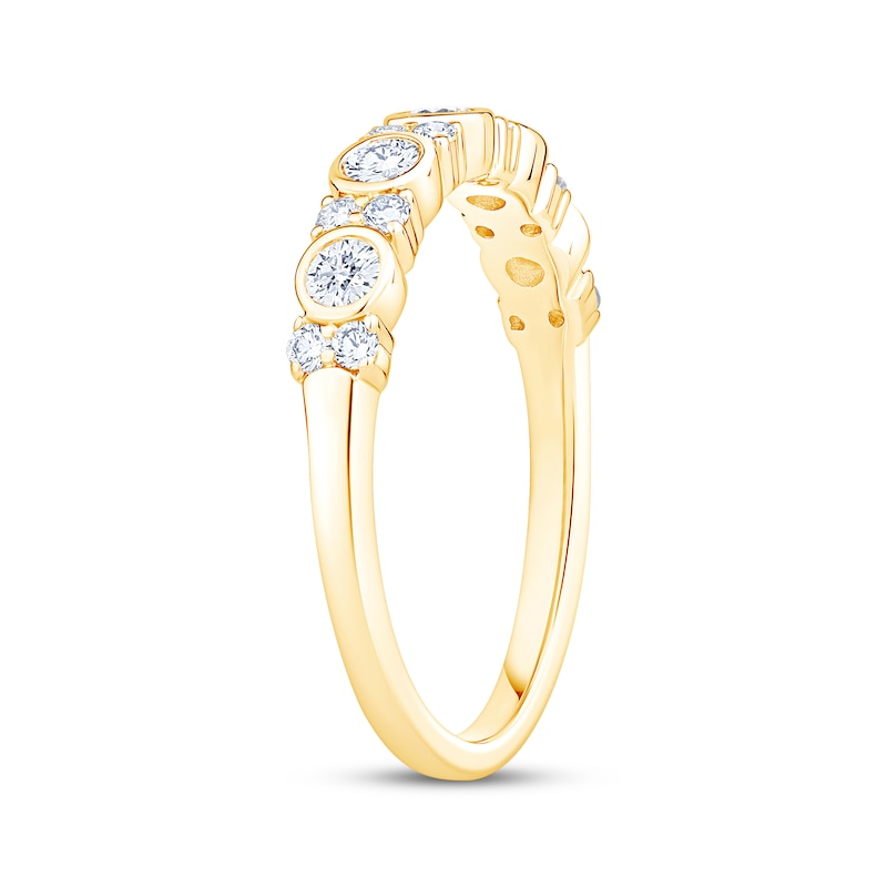 Main Image 2 of Now + Forever Lab-Grown Diamonds Bezel-Set Anniversary Ring 1/2 ct tw 14K Yellow Gold