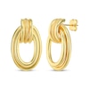 Thumbnail Image 1 of Reaura Polished & Mesh Oval Doorknocker Earrings Repurposed 14K Yellow Gold