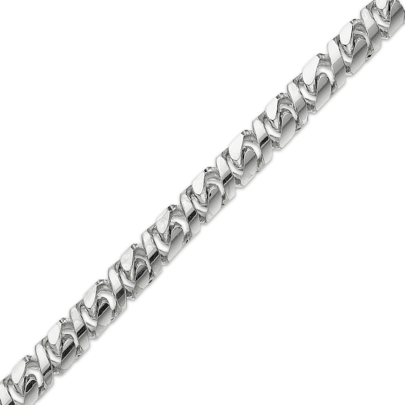 Main Image 1 of 7mm Diamond-Cut Curb Chain Bracelet Solid Sterling Silver 8.5"