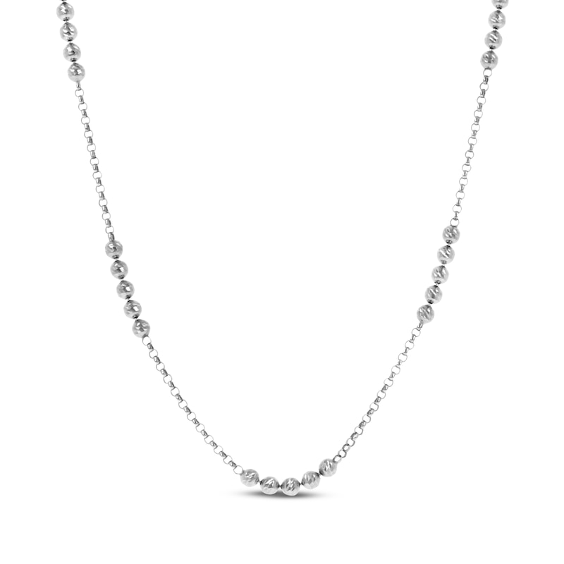 Main Image 1 of Diamond-Cut Bead Rolo Chain Necklace Solid Sterling Silver 22"