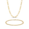 Thumbnail Image 1 of Semi-Solid Figaro Chain Necklace & Bracelet Set 5.2mm 10K Yellow Gold