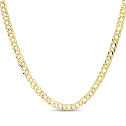 Diamond-Cut Double Curb Chain Necklace 4.7mm Semi-Solid 14K Yellow Gold 20"