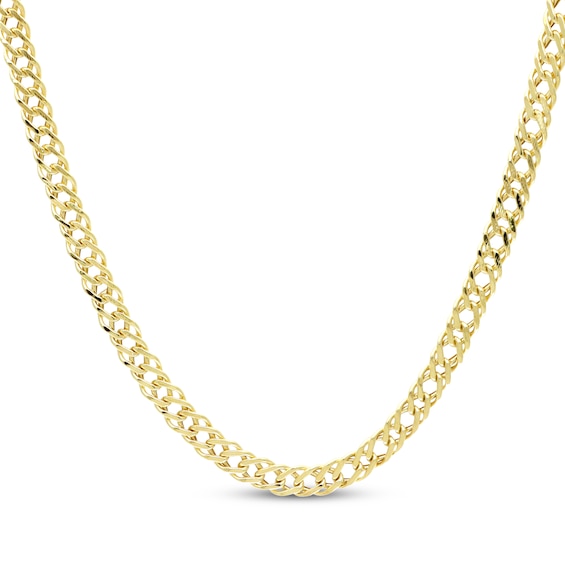 Diamond-Cut Double Curb Chain Necklace 4.7mm Semi-Solid 14K Yellow Gold 20"