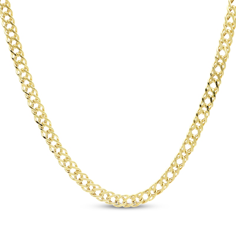 Main Image 1 of Diamond-Cut Double Curb Chain Necklace 4.7mm Semi-Solid 14K Yellow Gold 20&quot;