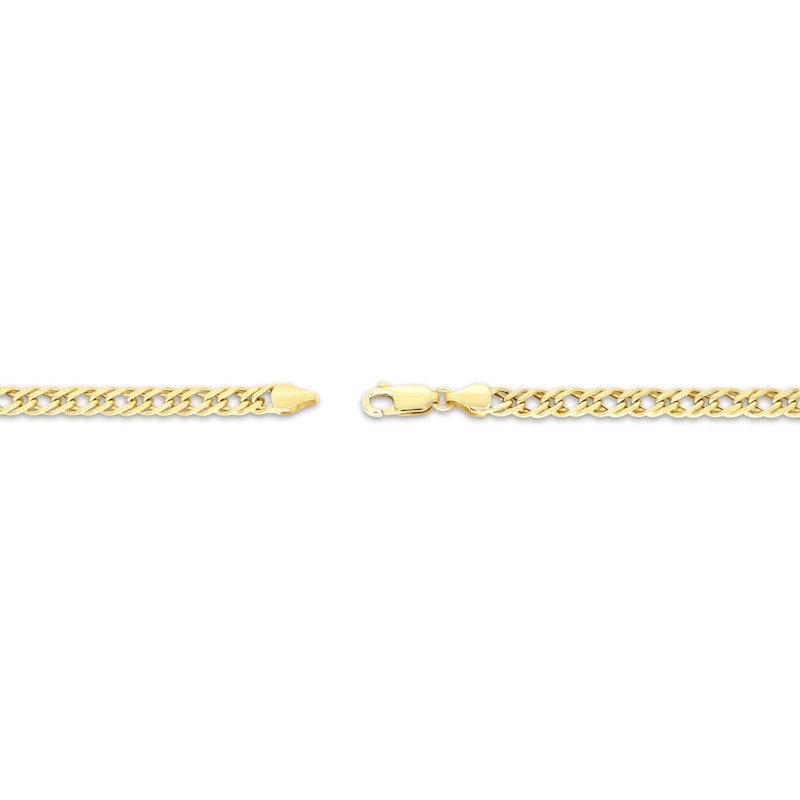 Main Image 3 of Diamond-Cut Double Curb Chain Necklace 4.7mm Semi-Solid 14K Yellow Gold 20&quot;