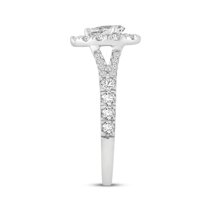 Main Image 2 of Now + Forever Lab-Grown Diamonds Pear-Shaped Halo Engagement Ring 1 ct tw 14K White Gold