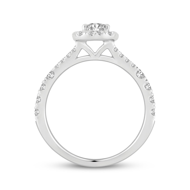 Main Image 3 of Now + Forever Lab-Grown Diamonds Pear-Shaped Halo Engagement Ring 1 ct tw 14K White Gold