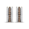 Thumbnail Image 2 of Men's Brown & White Diamond Huggie Hoop Earrings 1 ct tw 10K Yellow Gold