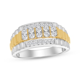 Men's Diamond Overlay Ring 1/2 ct tw 10K Two-Tone Gold