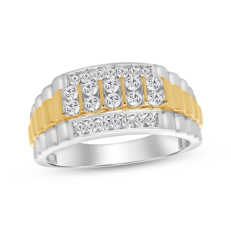 Main Image 1 of Men's Diamond Overlay Ring 1/2 ct tw 10K Two-Tone Gold