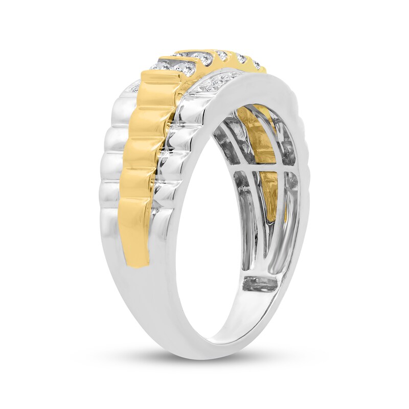 Main Image 2 of Men's Diamond Overlay Ring 1/2 ct tw 10K Two-Tone Gold