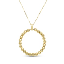 Beaded Circle Necklace 10K Yellow Gold 18"